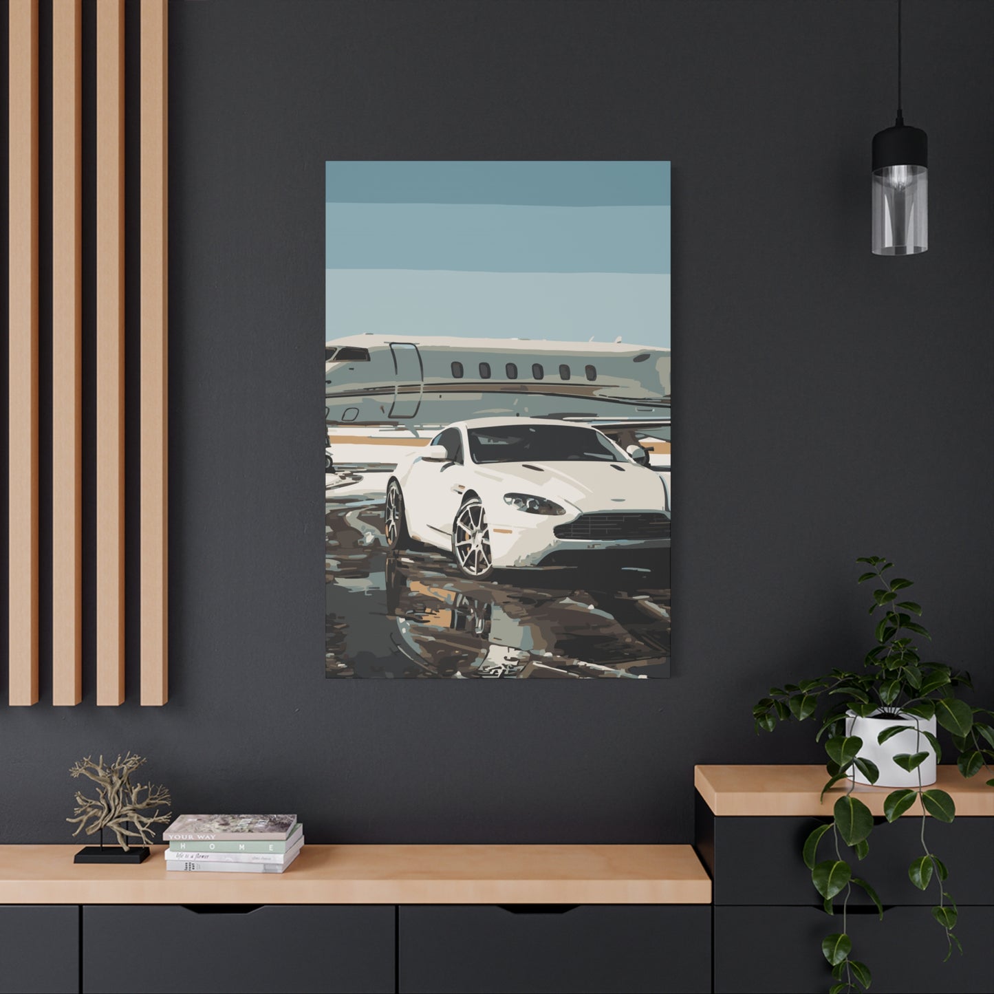 Private Jet & Aston Martin – Luxury Lifestyle Canvas Wall Art