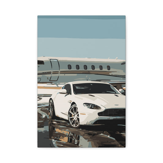 Private Jet & Aston Martin – Luxury Lifestyle Canvas Wall Art