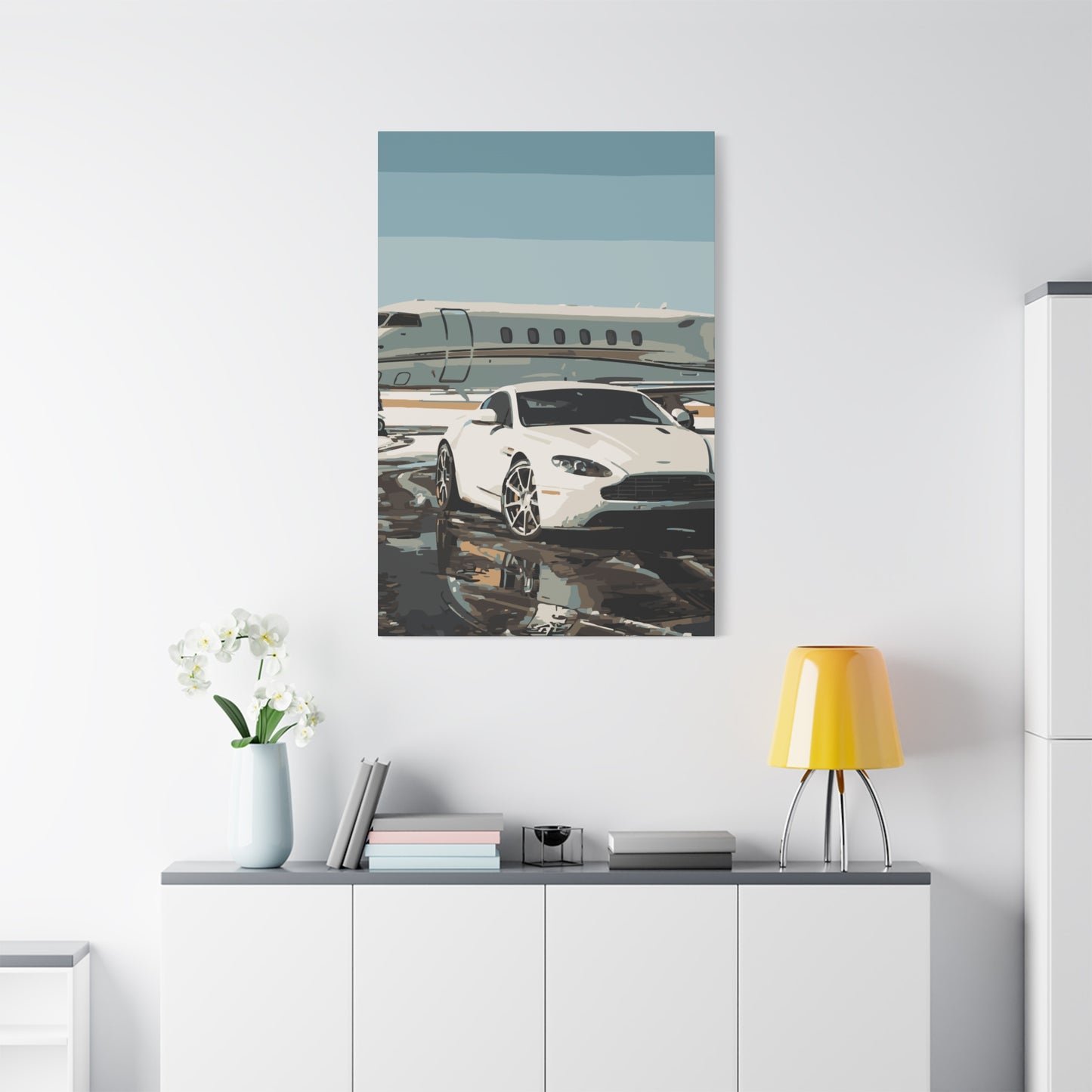 Private Jet & Aston Martin – Luxury Lifestyle Canvas Wall Art