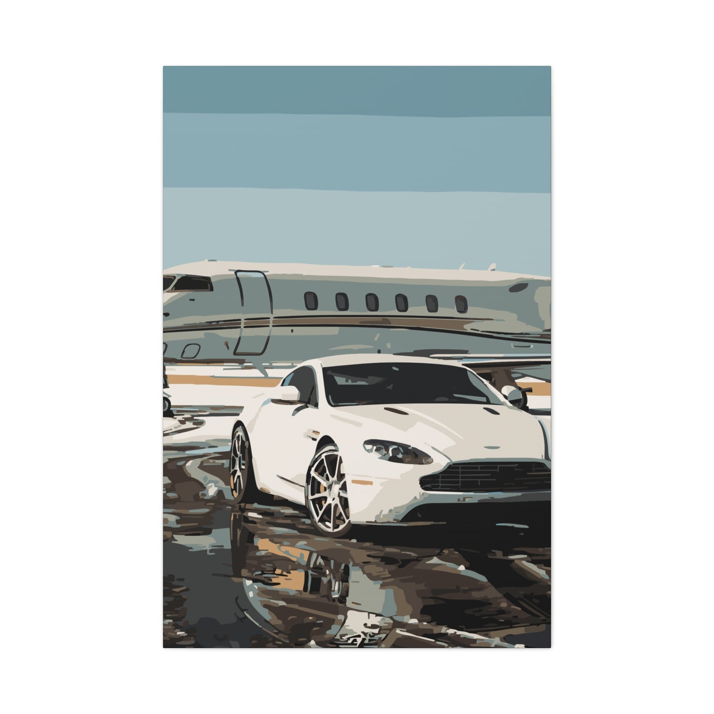 Private Jet & Aston Martin – Luxury Lifestyle Canvas Wall Art