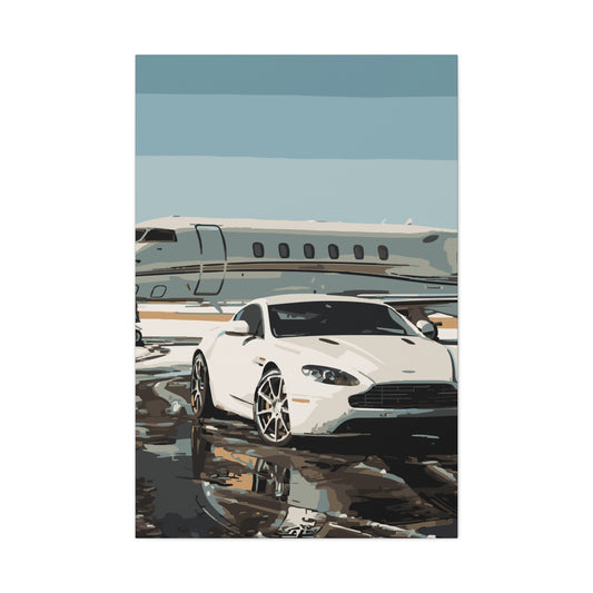Private Jet & Aston Martin – Luxury Lifestyle Canvas Wall Art