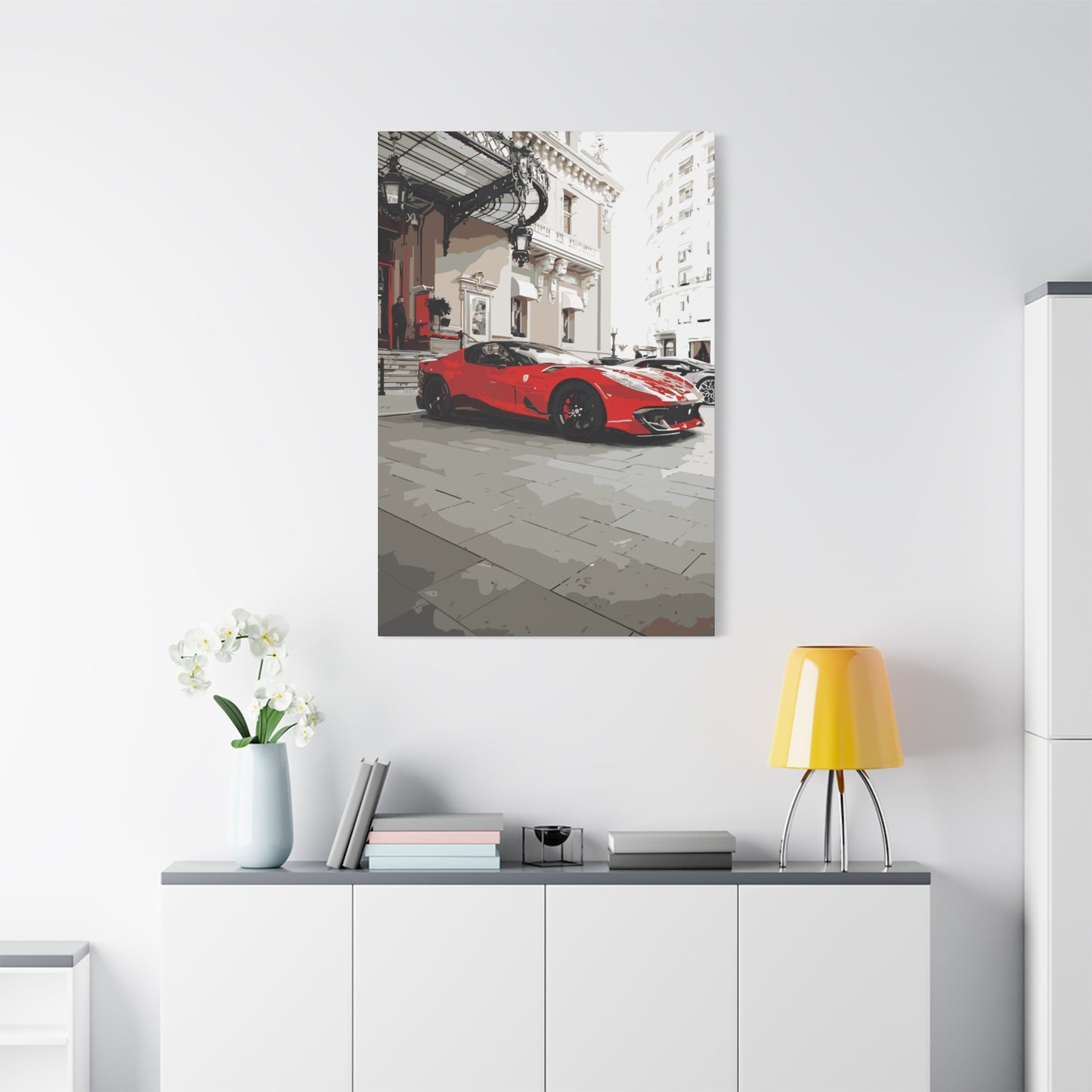 Monte Carlo Casino Ferrari – Luxury Monaco Canvas Wall Art