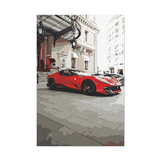 Monte Carlo Casino Ferrari – Luxury Monaco Canvas Wall Art
