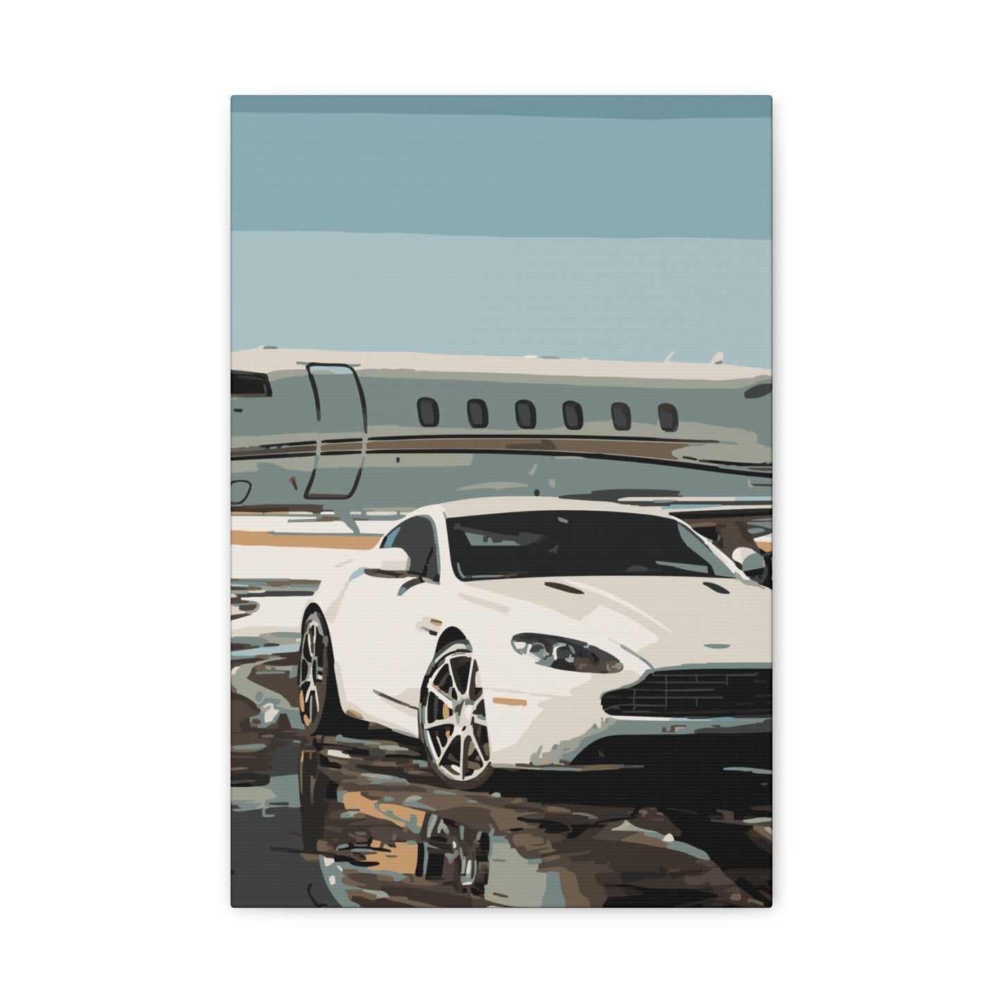 Private Jet & Aston Martin – Luxury Lifestyle Canvas Wall Art