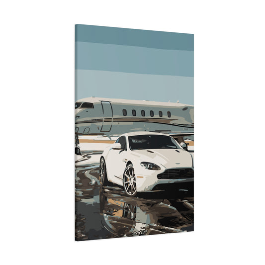 Private Jet & Aston Martin – Luxury Lifestyle Canvas Wall Art
