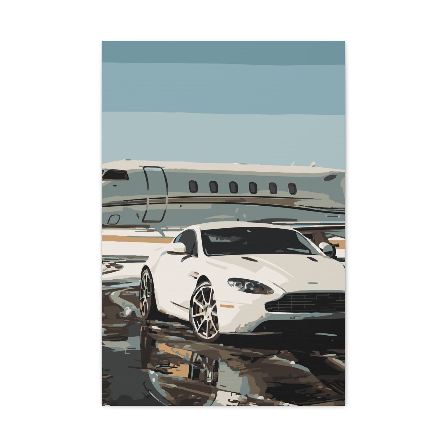 Private Jet & Aston Martin – Luxury Lifestyle Canvas Wall Art
